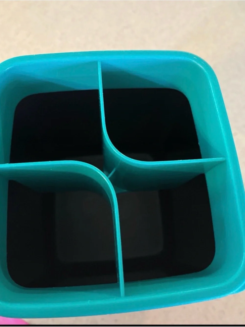 Tupperware Black & Teal Plastic Utensil Caddy